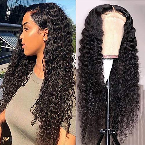 Aolvoblees HD Transparent Deep Wave Lace Front Wigs 20 Inch Human Hair For Black Women Pre Plucked With Baby Hair Natural Hair line 4X4 Lace Closure Wigs Brazilian Unprocessed Virgin Human Hair