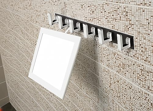 Image of Heavy Duty L Type Stainless Steel Cloth Hanger Suitable for Bathroom Bedroom Kitchen Wall Hook Rail Hanging Scarf Coat Keys Tie, Towel, Robe Hanger (Pack of 1, 6 Pin Black CP)