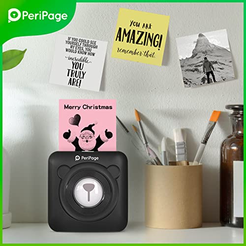 Image of PeriPeri PeriPage A6 Mini Thermal Printer (1Year Warranty) Inkless Bluetooth Pocket Printer for Print Picture List Memo Tags Barcode Receipt Labels. (Black)
