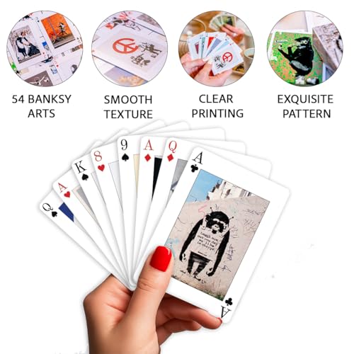 Banksy Spielkarten - Klassisches & nachhaltiges Kartenspiel aus Papier für Erwachsene & Kinder – Kartendeck mit Banksy-Kunstmotiven für Poker, Bridge, Rommé (1 x Kartendeck) – Bild 3