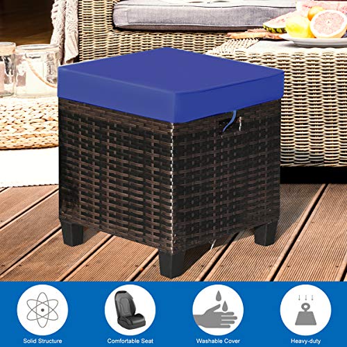 image for Tangkula 2 Pieces Outdoor Patio Ottoman, All Weather Rattan Wicker Ott