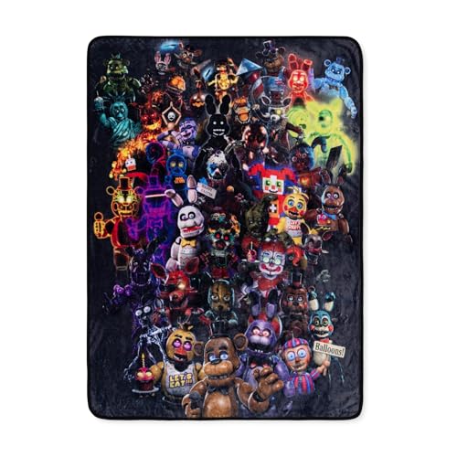 Silver Buffalo Five Nights At Freddys Character Collage Fleece Throw Blanket for Sofa Bed | 45 x 60 Inches