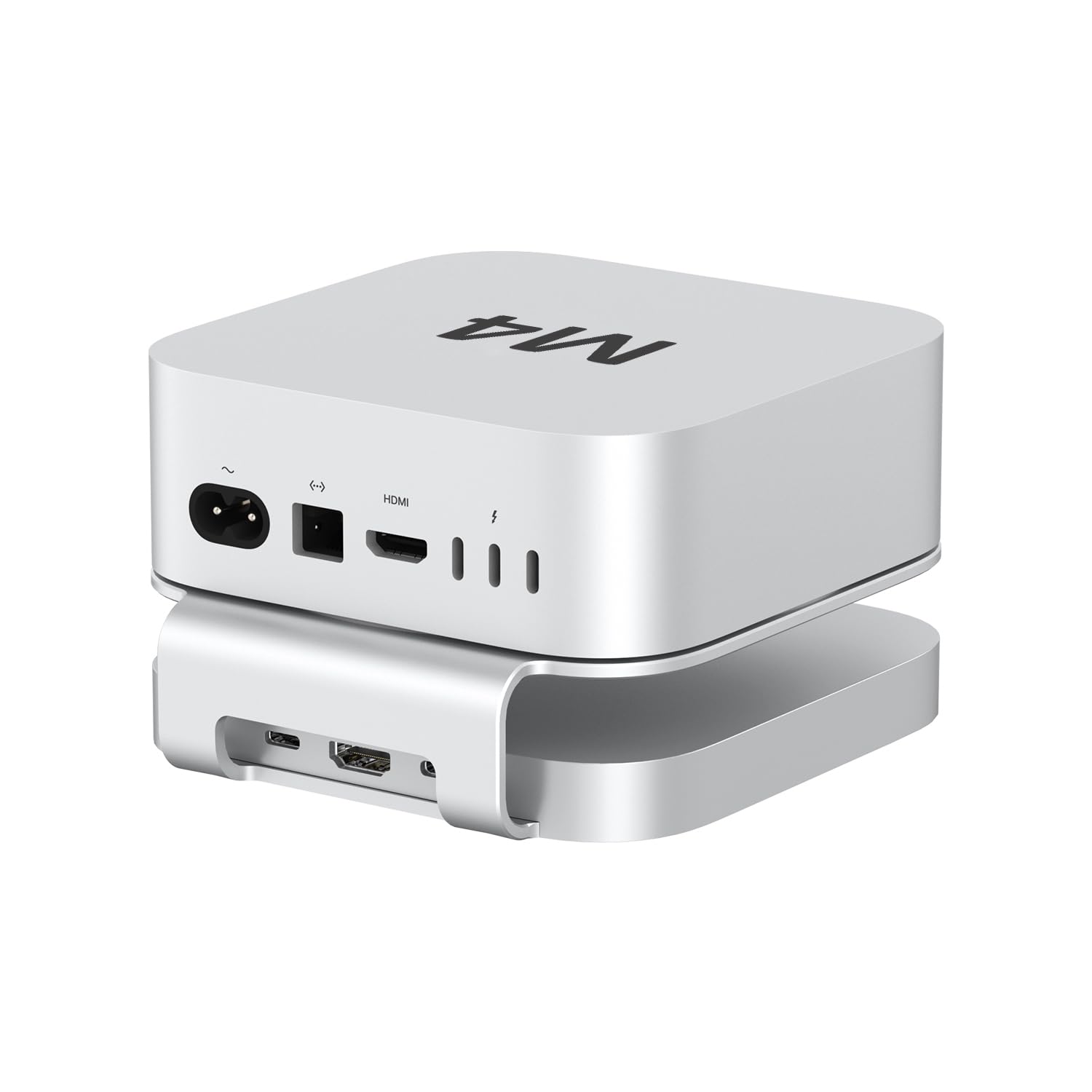 AKKYAJAURE Mac mini-Hub: 10-in-1 Aluminium-Ständer und Dock für Mac mini M4 Pro mit M.2 NVMe SSD-Gehäuse, 4K60hz HDMI, 10 Gbit/s USB-A x 2, SD/TF-Kartenleser, USB 2.0