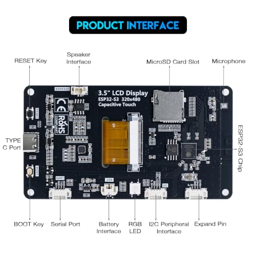 Hosyond ESP32-S3 Touchscreen Module, 3.5" 240x320 IPS LCD EPS32 Display with WiFi Bluetooth Capacitive Touch Screen for Arduino IoT Projects - Image 5
