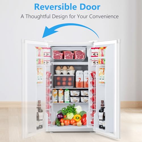 Image of COWSAR 3.2 Cu.Ft Dorm Fridge with Freezer, Single Reversible Door Compact Refrigerator, Adjustable Thermostat, 2 Removable Shelves, Commercial Drink Fridge for Bedroom, Office, Kitchen, Dorm, White