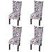 Jian Ya Na Silla de la Cubierta del Protector de Fundas, Cubre [4-Pack] Estiramiento extraíble Lavable Silla del Spandex para la Boda Comedor Decoración de Flor Rosa