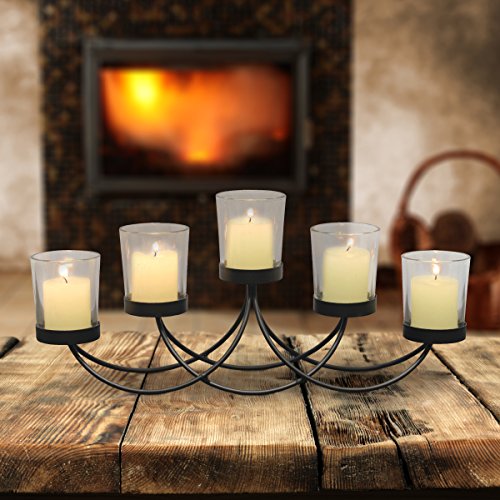 Briarwood Black Metal Votive Candelabra, Decorative Candle Centerpiece, Elegant Candle Holders, Centerpiece for Weddings, Parties, Dining Table, and Mantel - Image 5