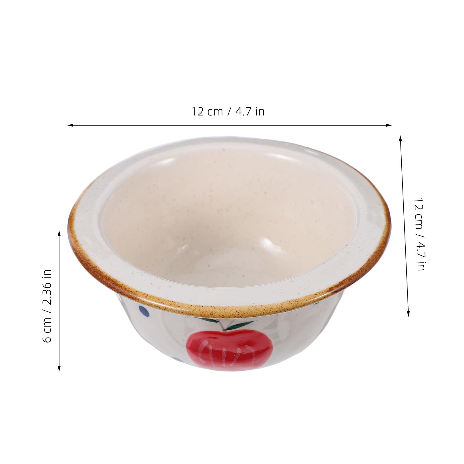 Bol de porcelana hecho a mano con diseño de manzana roja,