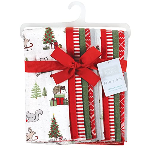 Image of Hudson Baby Unisex Baby Cotton Flannel Burp Cloths Bundle, Christmas Forest, One Size