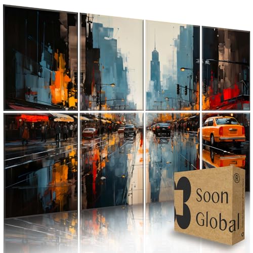 Image of Soon Global 8-Pack Acoustic Panels, Soundproof Wall Panels, 48 X 32 Inches Sound Absorbing Panels, Decorative Acoustical Wall Panels, Acoustic Treatment for Recording Studio, Urban Pulse