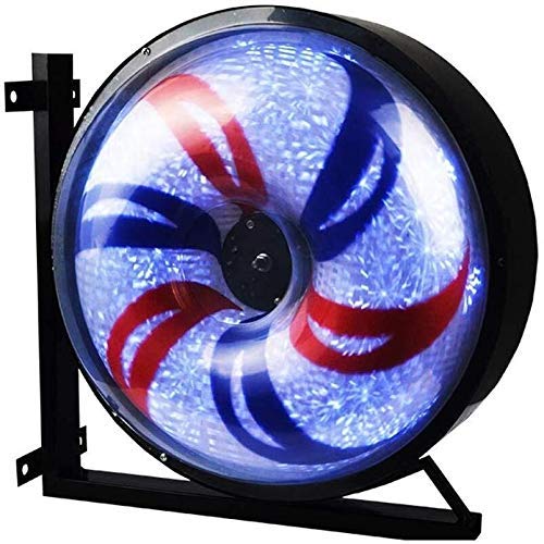 LED Barber Pole Windmill Round Light - 27”/38” Rotating Spinning Red White Blue Strips Electric Open Sign Wall Lamp for Hairdressing Salon Outdoor