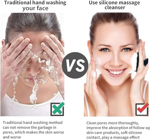 Image of VWMYQ Face Scrubber, Silicone Face Scrubber for Men, Gentle Exfoliator Pad & Massager, Facial Cleansing /Wash Brush - Removes Dead & Dry Skin (Black, Square)