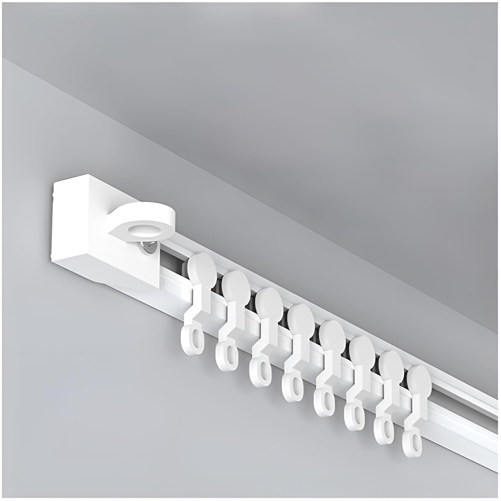 Ceiling Curtain Track System Self Adhesive Curtain Rail 70cm-600cm Room Divider Ceiling Track For Curtains No Drilling(Wall,300cm/9.8FT(2 * 150cm))