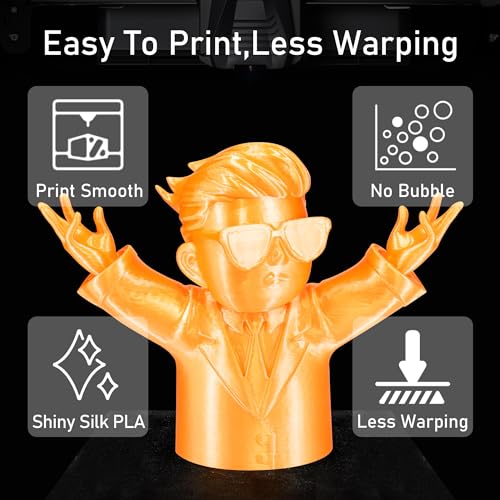 Image of Silk Orange PLA Satin Shiny 3D Printer Filament, 1.75mm Diameter 1kg Spool 2.2lbs for FDM 3D Printers