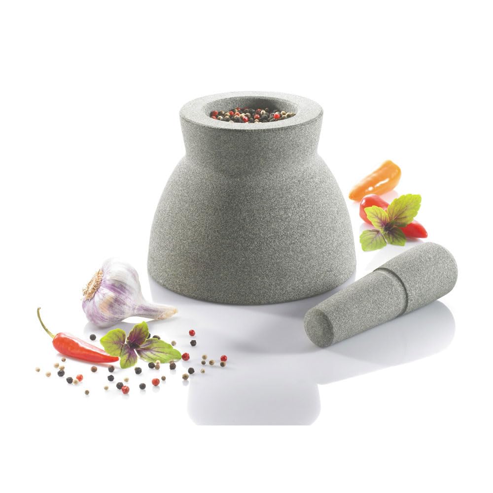 Gefu GE35320 Crunchy Mortier avec Pilon Pierre Gris 17 x 17 x 13 cm