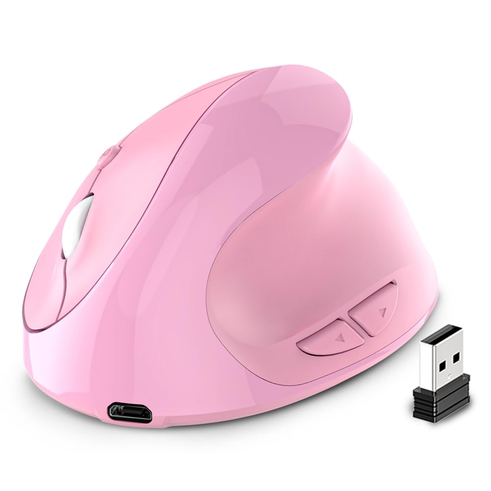 Mouse vertical ergonômico recarregável sem fio USB 2.4G para computador, laptop, mouse