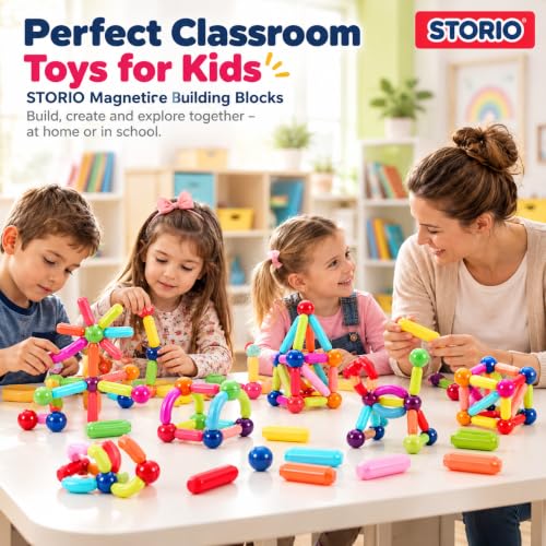 Image of Storio Magnetic Building Blocks for Kids 3D Construction & Magnet Building Toys for Kids Safe Magnetic Blocks for Toddlers, Boys & Girls Educational Blocks & Magnet Toys (25pcs)