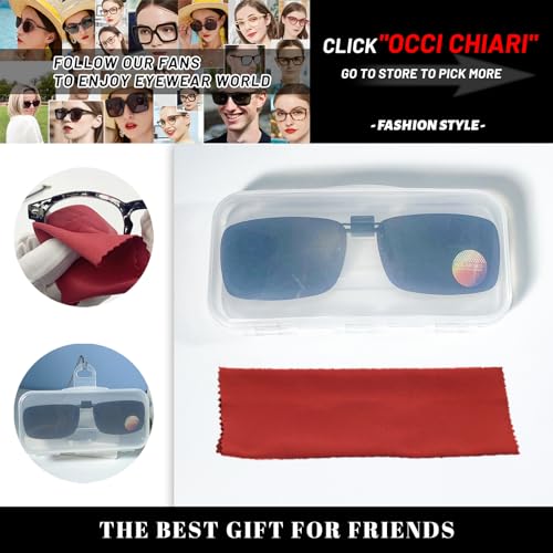 Image of OCCI CHIARI Polarized Flip-up Clip-on Sunglasses for Eyeglasses for Men and Women Outdoor /Driving UV400