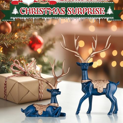 Escultura Decorativa Reno Navideño Azul Pequeño miniatura 3