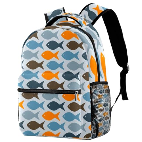 Sac à dos d'école multicolore poisson sans couture 29x20x40cm pour adolescents et filles