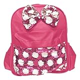 Mochila Infantil Poá Com Laço De Lantejoulas Magicas - Pink