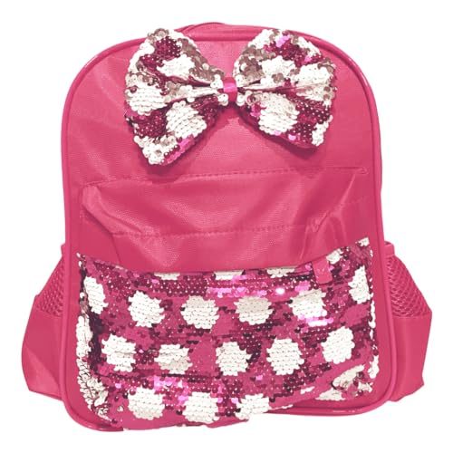 Mochila Infantil Poá Com Laço De Lantejoulas Magicas - Pink
