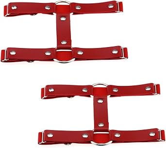 2PCs Adjustable Leg Garter Belt, 2 Rows Fashion Thigh Garters Black/Red/Pink/White/Brown/Green/Yellow