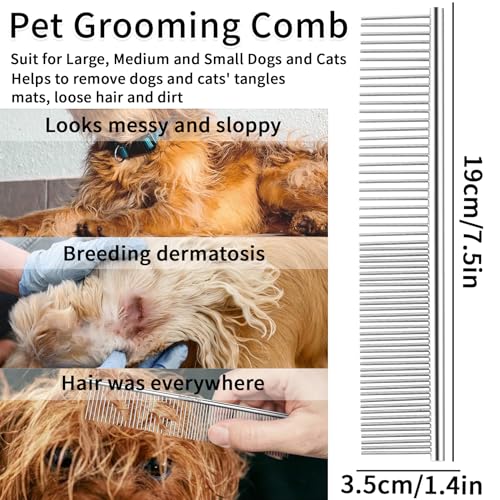 Image of Grooming Comb for Dog Cat,Stainless Steel Comb for Tear Stain Remover,Pet Comb with Round Teeth for Removing Tangles