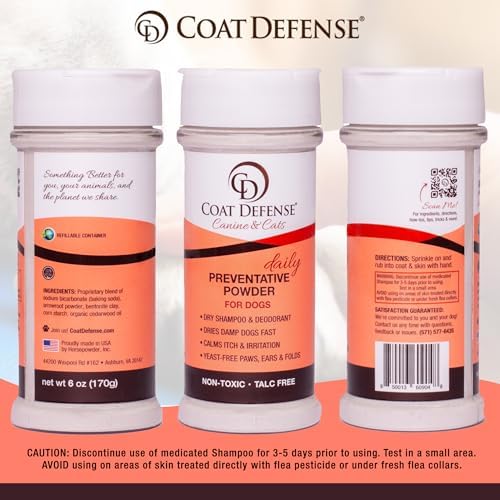 COAT DEFENSE Paw Licker Bundle | Dry Powder for Dogs & Sensitive Skin Dog Shampoo for Allergies and Itching | Smell & Itch Relief | Itchy Skin Relief & Yeast Dog Treatment Product Image
