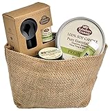 Fabulous Frannie All Natural Fresh Air Gift Basket includes 6oz Candle, 1oz Bath Salt, Lip Balm, and Car Diffuser with 10ml Pure Essential Oil Blend.