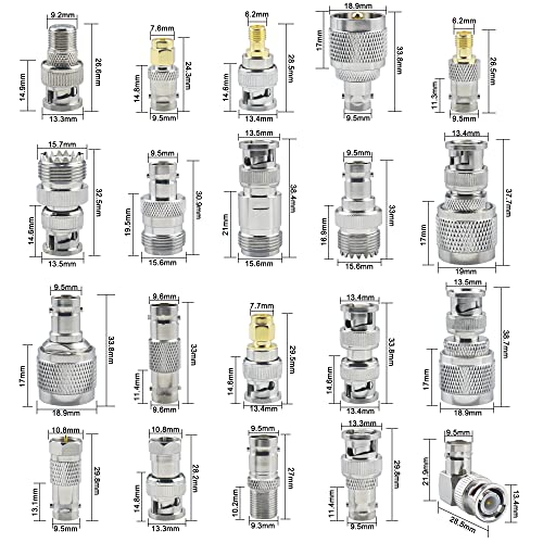 Image of 20pcs BNC Connector Kits BNC to SMA /BNC to BNC /BNC to UHF /BNC to N /BNC to F RF Coax BNC Adapter Male to Female Cable Converter