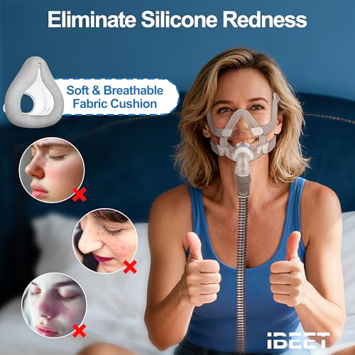 Image of Fabric Cushion for Airfit F20 & for Airtouch F20 (M) - 2 Pack Full-Face Cushion for F20 Mask Medium, IBEET Innovative CPAP Fabric-Silicone Hybrid Cushion Replacement - Gray /General