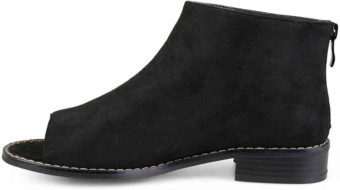 YDN Women Comfort Block Low Heels Ankle Bootie Peep Toe Pumps Versatile Suede Flats Shoes with Back Zipper Size 4-15