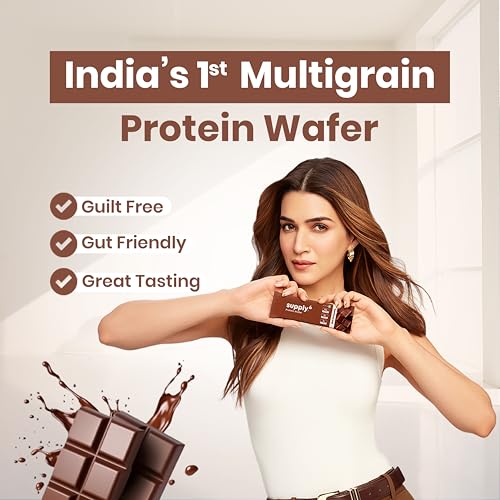 Image of SUPPLY6 Protein Wafer Bars | Pack of 10 | Multigrain Crunchy Wafer | Vegetarian | 10g Protein | 3g Fiber | No Added Sugar | 400 G (Chocolate)