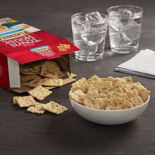 Town House Flatbread Crisps Oven Baked Crackers, Party Snacks, Sea Salt and Olive Oil, 9.5oz Box (1 Box)