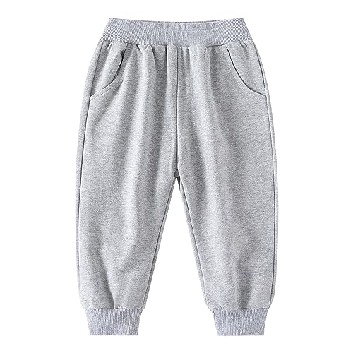 Toddler Boys Spring Sweatpants Solid Color Active Jogger Pants Kids Elastic Waist Pull on Pants with Pockets