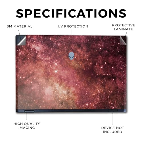 Image of Laptop Skin Compatible with Alienware M16 R2 (2024) - Red Stars - Premium 3M Vinyl Protective Wrap Decal Cover - Easy to Apply | Crafted in The USA by MightySkins
