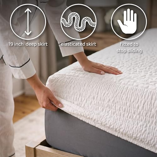 Image of PAULATO BY GA.I.CO Full Size Waterproof Mattress Protector - Quilted Fitted Mattress Cover, 100% Waterproof, Breathable Polyester, Deep Pocket Bed Protector (Full)