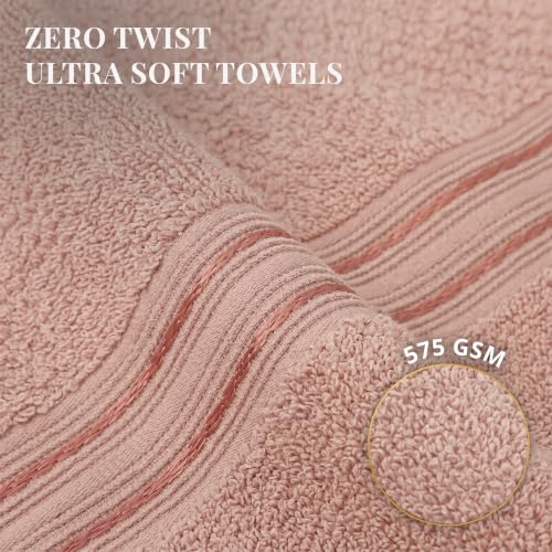Image of LANE LINEN Luxury Bath Towels Set - 1 Piece, 100% Cotton Bathroom Towels, Zero Twist, Quick Dry Absorbent Bath Towel, Super Soft Gym Towel - Peach