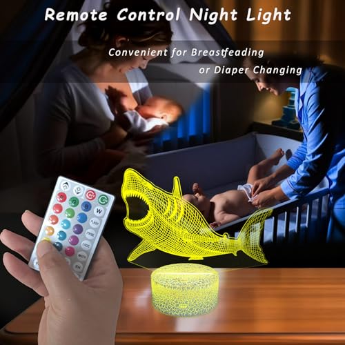 Lámpara de Noche 3D Megalodón con Control Remoto miniatura 6