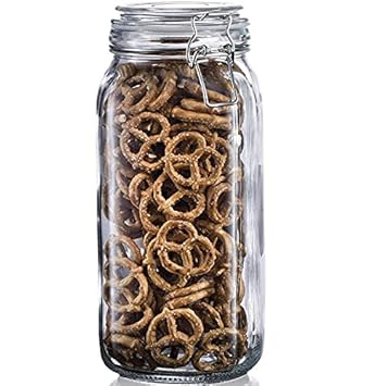 Protetto Air Tight Jar|Stainless Steel Stainless Steel Clamp Lid & Silicone Seal - 1.5 Liters 1 Piece - Kitchen Storage Jar with Air Tight - Seal for Rice Pasta Pickling Food -