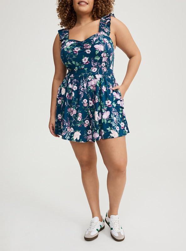 Torrid Women's Plus Size Dress - Ruffled Straps Layered Romper - Image 4