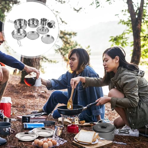 Casseroles camping acier inoxydable portables et multifonctions - 4