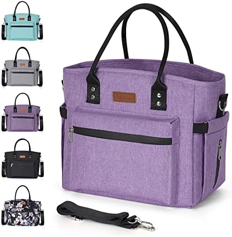 Insulated Lunch Bag for Women Men,Adult Lunch Box for Women with Adjustable Shoulder Strap,Portable Large Lunch Tote Bag for Office Work Picnic Beach,Reusable Lunch Cooler Bag