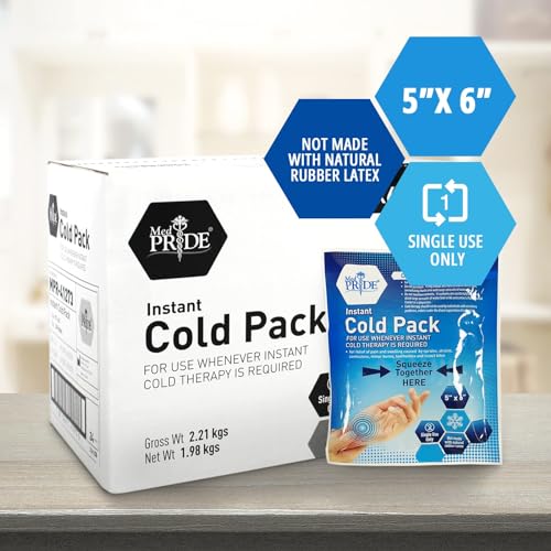 Medpride Instant Cold Pack (4”x 5”) – Set of 6 Disposable Cold Therapy Ice Packs for Pain Relief, Swelling, Inflammation, Sprains, Strained Muscles, Toothache – for Athletes & Outdoor Activities