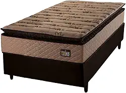 Cama Box Solteiro Colchão Espuma D33 Pillow Top Van Gogh 88x188x67cm Marrom Hellen - Suporta até 120kg