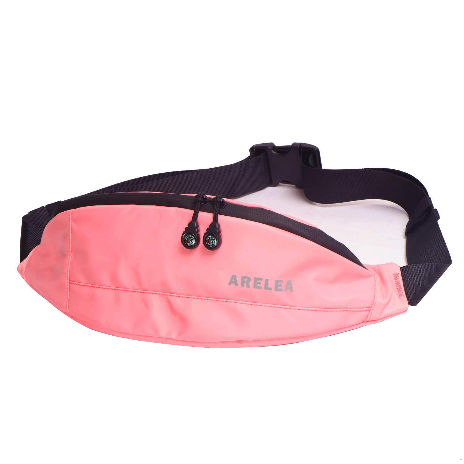 ARELEA Men‘s Women Fashionable Crossbody Bag 100% Nylon Outdoor Waterproof with Compass Movement Fanny Packs (Pink)