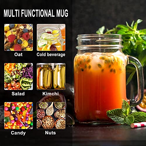 16 Oz Mason Jars With Handle,Old Fashioned Drinking Glasses With Chalkboard Labels And Silver Metal Lids,Glass Mugs For Party Or Daily Use,Set Of 12. #TOP6