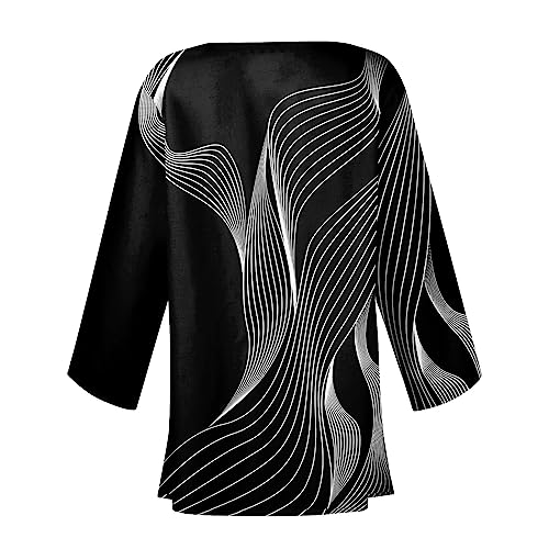 Generic Kimonos for Women Plus Size Lightweight Floral Printed Tops Dressy Casual 3/4 Sleeve Summer Cardigan3