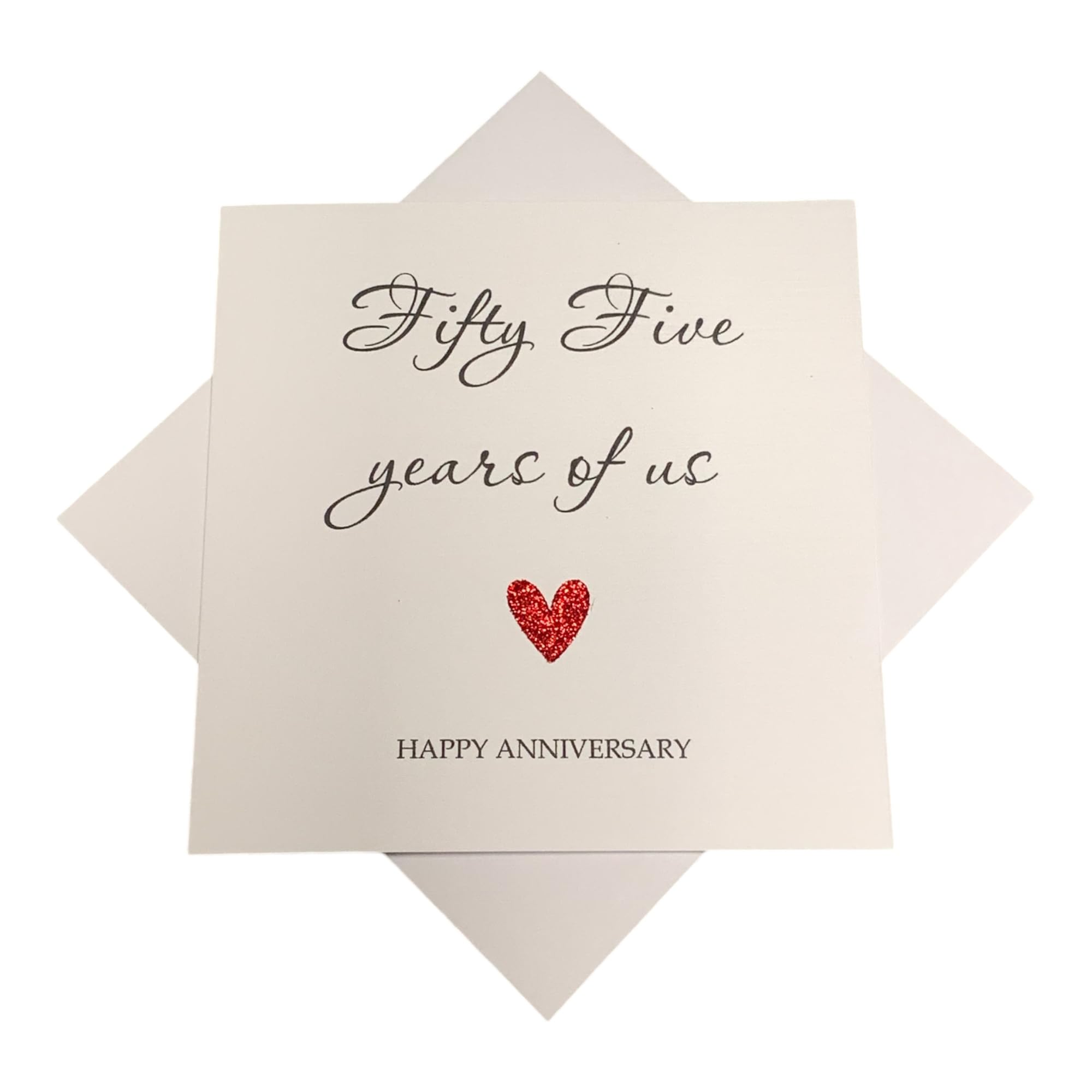 55th Wedding Anniversary Card - Emerald 55 Year Fifty Fifth Personalised Gift for Wife Husband Boyfriend Girlfriend Partner - Choose Glitter Heart - Various Designs (Year Of Us)